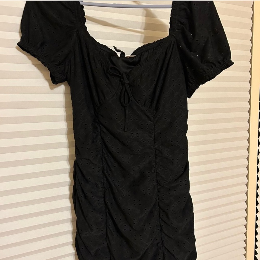 H&M Black Mini Eyelet Dress